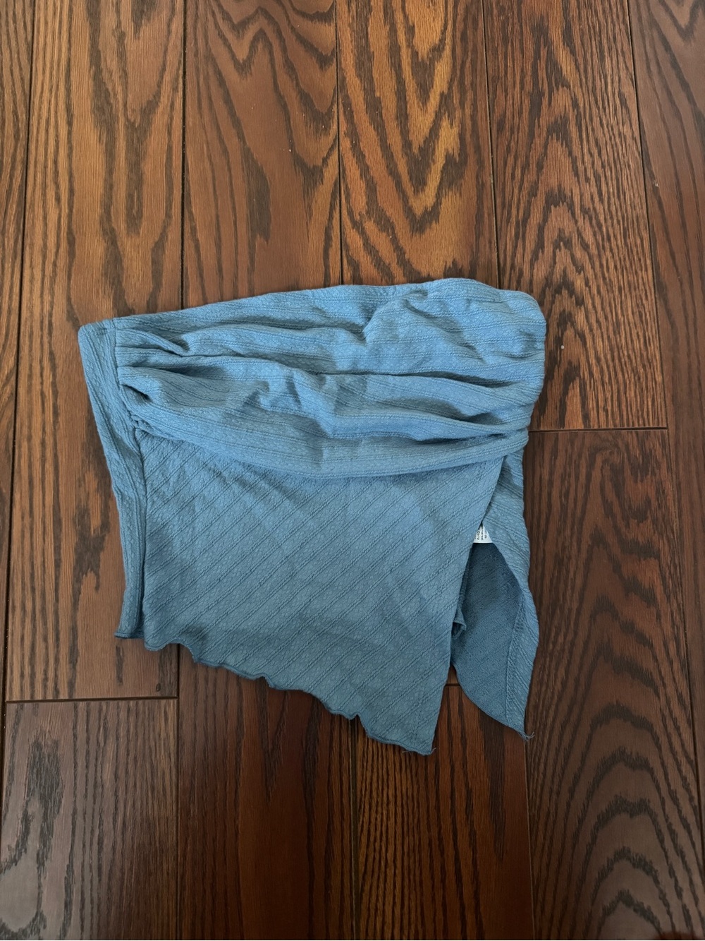SHEIN Blue Textured Strapless Crop Top